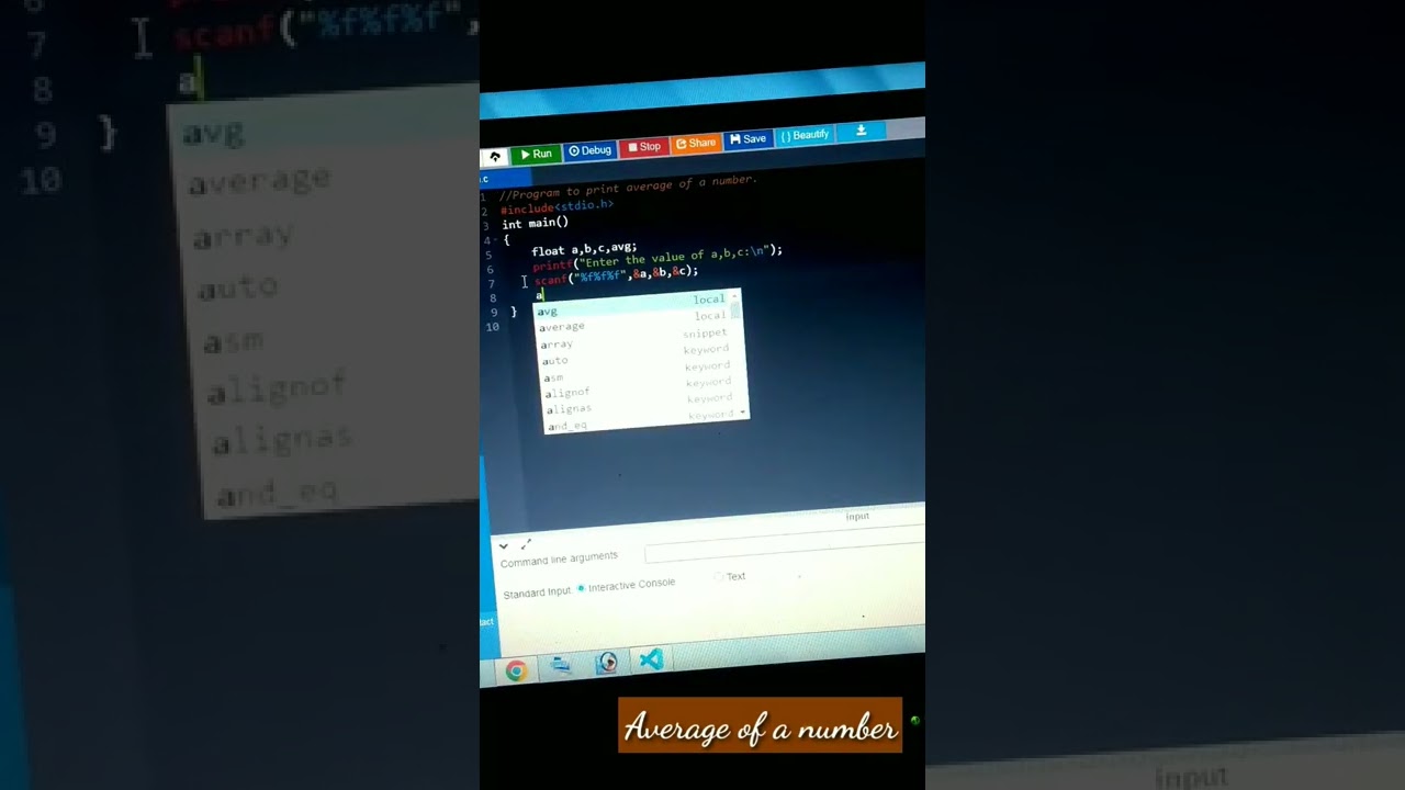 Program to calculate average of a number. #coding #cprogramming #programming #shorts #viralshorts