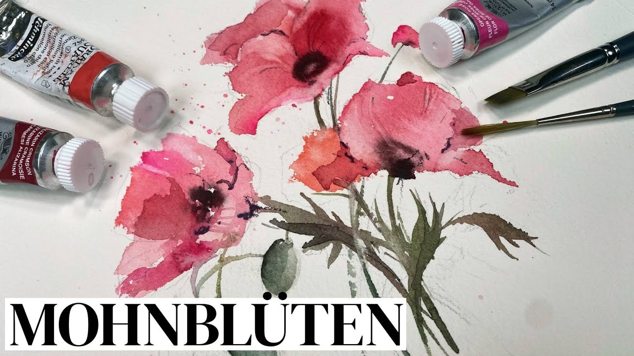 Mohnblüten in Aquarell - locker und expressiv