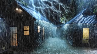 Night Thunderstorm Sounds | Torrential Rain on Tin Roof & Intense Thunder | White Noise for Sleeping