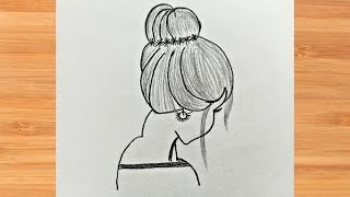 How to draw a girl with Messy Bun Hair step by step ! Drawing Tutorial ! Pencil Sketch