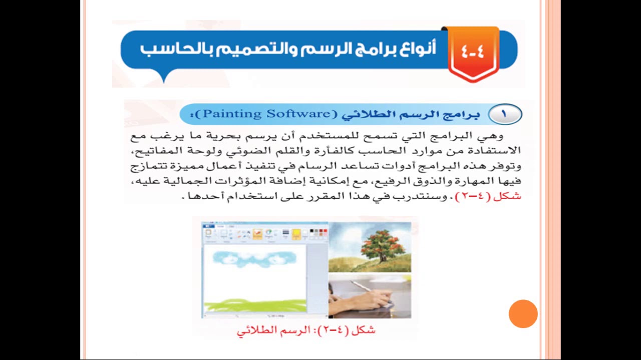 برامج تسمح للمستخدم ان يرسم بحرية ما يرغب مع الاستفادة من موارد الحاسب كالفأرة والقلم الضوئي ولوحة المفاتيح