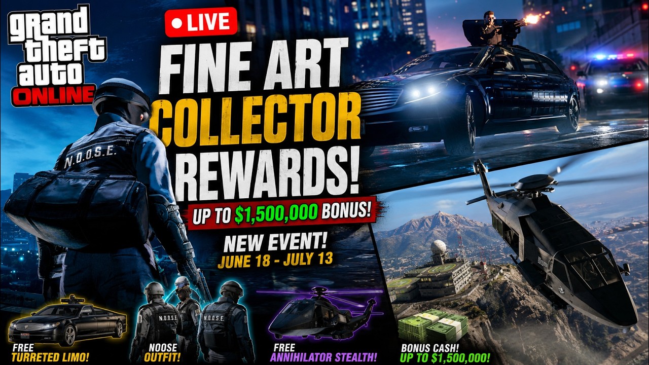 🔴 GTA ONLINE LIVE! NEW FINE ART COLLECTOR REWARDS 💰 FREE TURRTED LIMO + $1.5M BONUS!