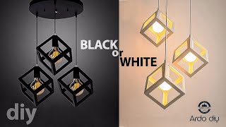 DIY Modern Cube Chandelier from wooden Outside Corner Plank