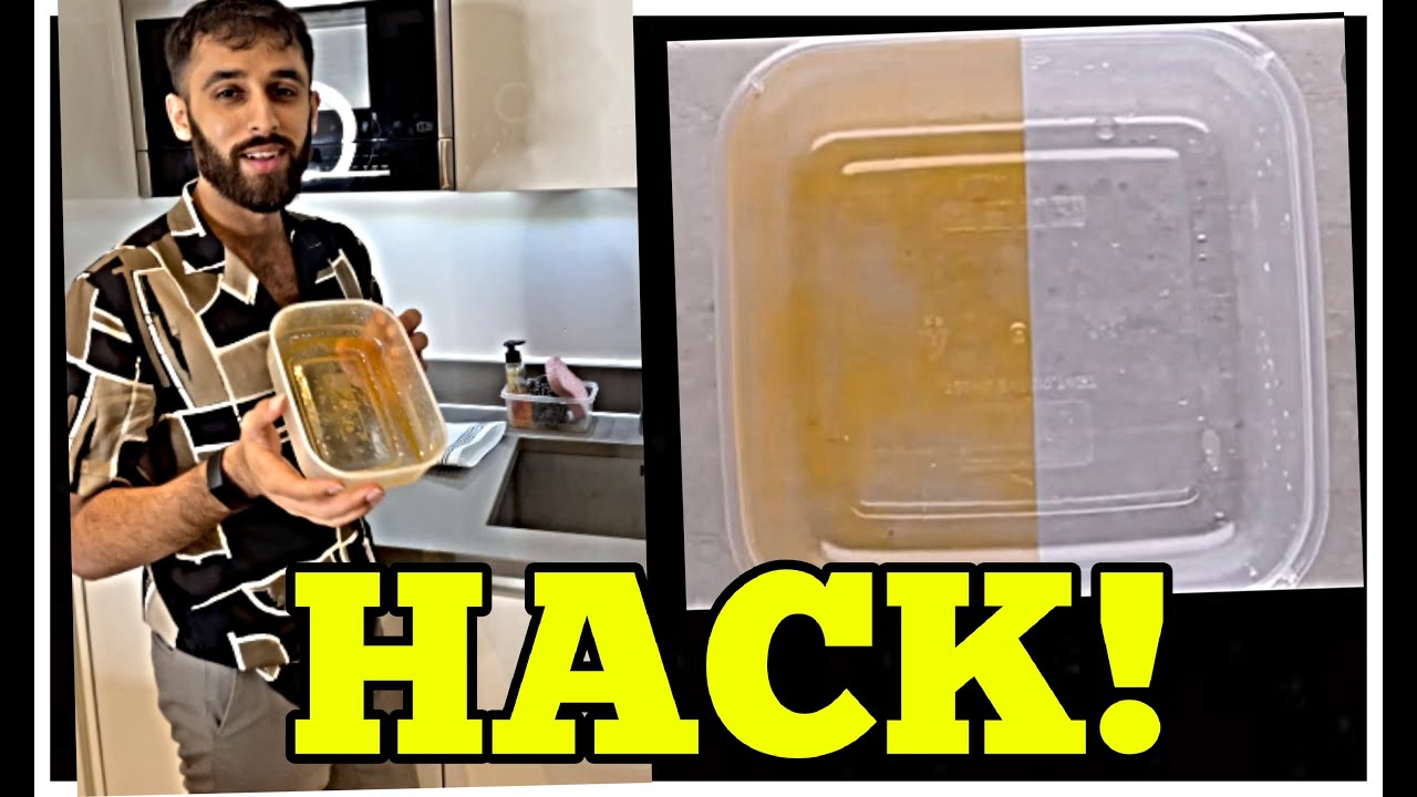 LIFE HACK : HOW TO GET REMOVE OIL FROM PLASTIC CONTAINERS IN ONE MINUTE!