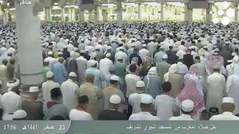 صلاة المغرب اليوم فضيلة الشيخ حسين آل الشيخ  نهاية سورة الصافات