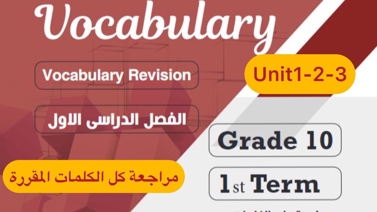  كلمات لغة انجليزية الصف العاشر الفصل الاول 2025/2026 vocabulary