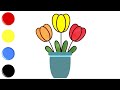 Как рисовать и цвет цветок | учить цвета | учить животные | учить русский и английский