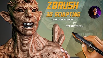 Zbrush Sculpting Creature concept using  Qsphere  and Dynamesh and Zremesher full Making video