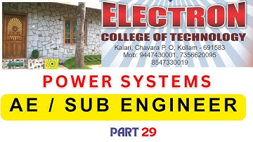 ASSISTANT ENGINEER /SUB ENGINEER (KSEB)/LECTURER/  ELECTRICIAN / POWER SYSTEM PART 29/PSC/RRB-JE/SSC