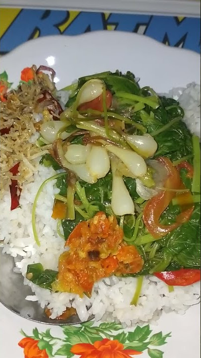 #menu sederhana - 11 (sayur bayam kucai   ikan teri)