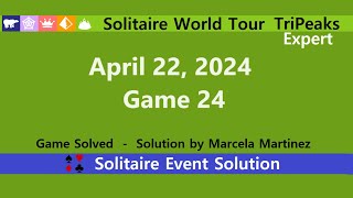 Solitaire World Tour Game #24 | April 22, 2024 Event | TriPeaks Expert screenshot 2