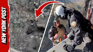 Hikers Dangle Dangerously During Rescue Mission
