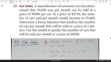 Ex # 5.3 Q # 23 Car Sales:  A manufacturer of economy cars Richard N. Aufmann Mathematical Thinking