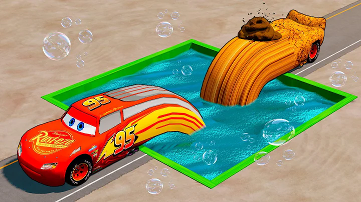 🌈 Lightning McQueen VS TRANSFORM CLEANING Pit VS Big & Small Long Pixar Cars - BeamNG.drive