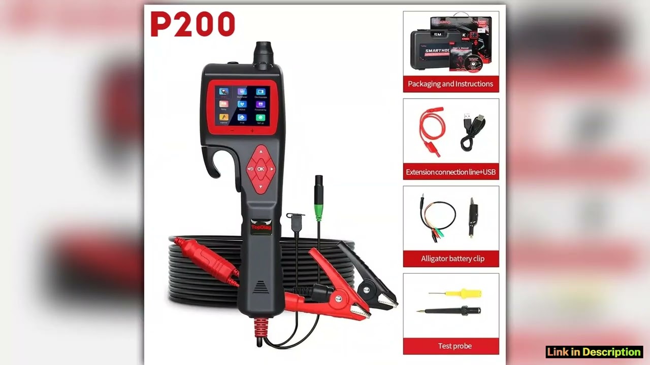 2025 Topdiag P200 Power Probe Automotive Electric Circuit Tester 9V30V Battery Relay Injector