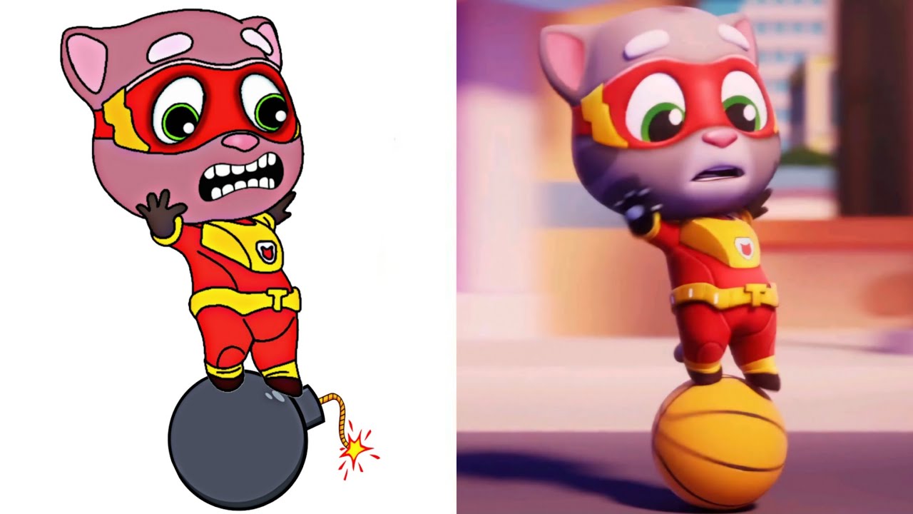 Talking Tom Hero Dash Drawing Meme | Raccoon Invasion | Talking Tom Cartoon Meme | SS Drawing Meme