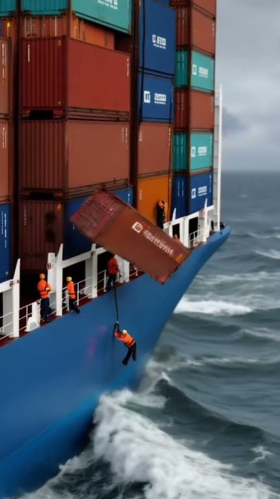 you won't believe this...😱 #ship #waves #ocean #storm #container #cargo #sea #fyp