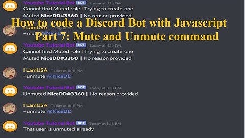 Code a Discord Bot with Javascript | Part 7 : Mute and Unmute command