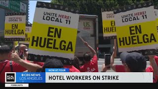 Thousands of hotel workers relay list of demands during strike