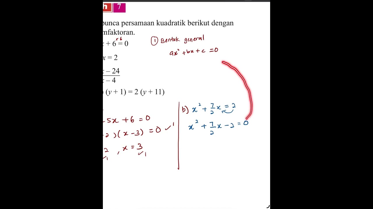 Cara  dapatkan punca persamaan kuadratik