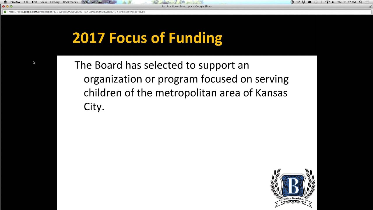 Bacchus Beneficiary Selection Presentation