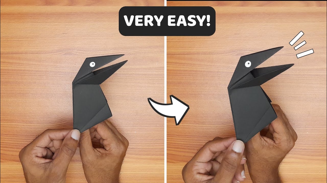 Cool! Paper Talking Crow Very Easy | Origami Taking Crow | Moving Paper Toy