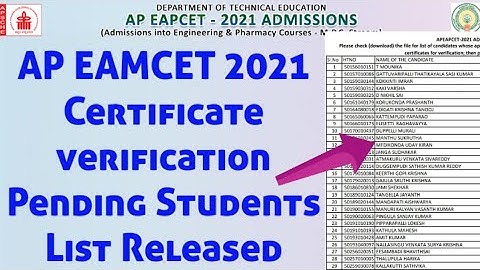 AP EAMCET 2021 Certificate Verification Pending Students List Released