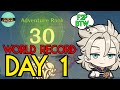 WORLD RECORD! Adventure Rank 30 In 1 Day Playing Genshin Impact F2P Speedrun  | 2022 New Account