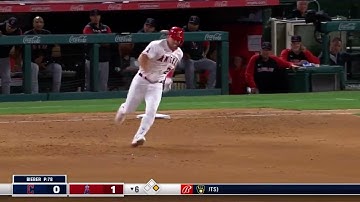 MIKE TROUT HITS INSANE CHECK SWING TRIPLE VS GUARDIANS!!!
