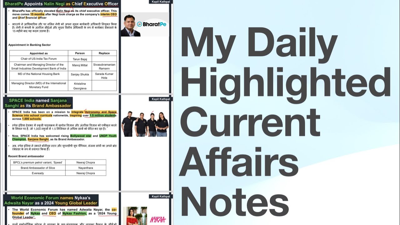 Current Affairs Notes Example My highlighted notes of current affairs 🗞️ 4 july 2024 ll # ...