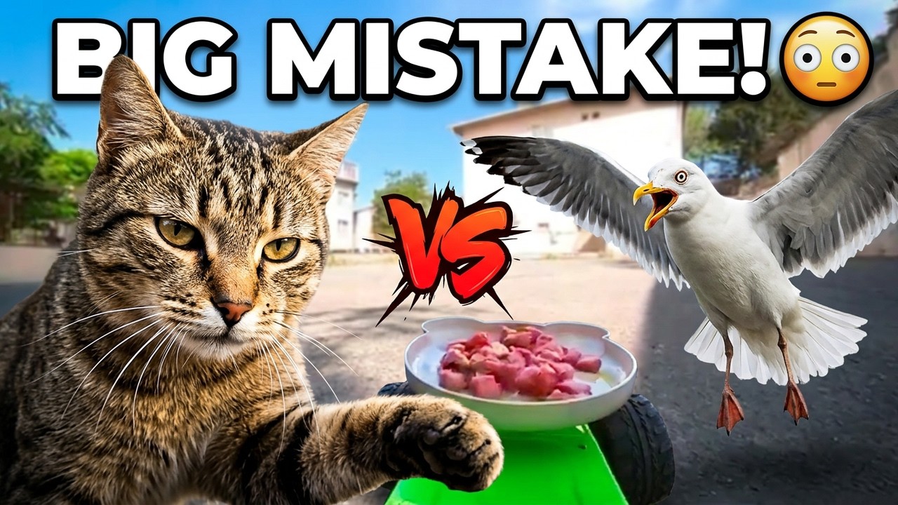 Seagulls Tried to Steal the Cats’ Food… BIG Mistake 😳🐱🕊️