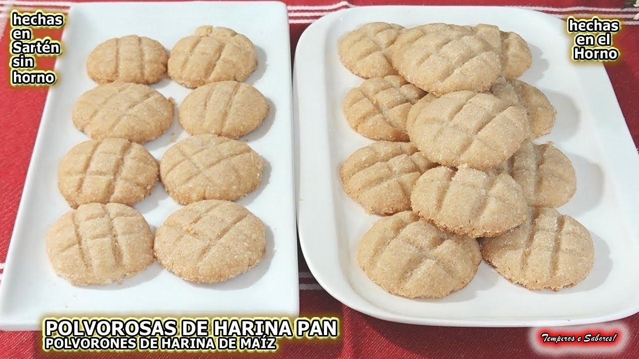 POLVOROSAS POLVORONES DE HARINA PAN HARINA DE MAÍZ HECHAS SIN HORNO Y CON HORNO SIN GLUTEN Y FÁCILES