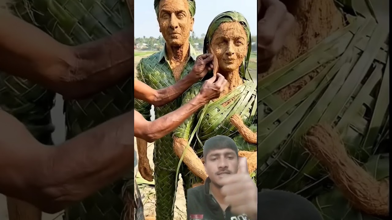 Grandpa made Ranbir Kapoor's family out of coconut leaves and coconut flakes 🧑‍🧑‍🧒 