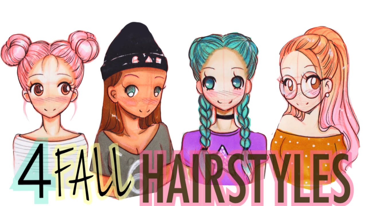 ☕️DRAWING 4 FALL HAIRSTYLES🍁 #FALLSERIES☕️ - YouTube