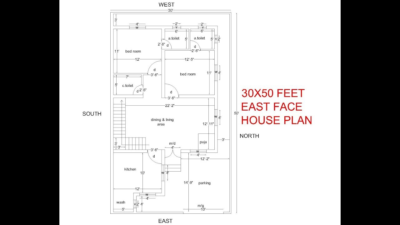 30x50 feet east  face house  plan  2bhk east  facing  house  