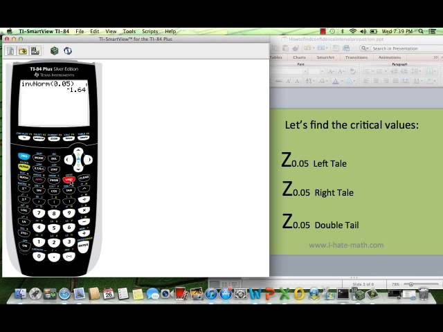 How To Find The Z Critical Values In The Calculator Ti 84 Youtube