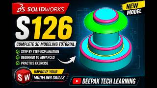 SolidWorks Tutorial S126 | Advanced 3D Part Modeling Step by Step | Mechanical CAD Practice