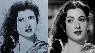 Madhubala Drawing | Charcoal Drawing | The Indian Beauty Queen | Pencil Drawing