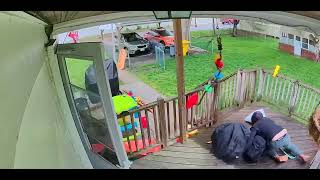 Man Taking Out Trash Slips on Wet Deck and Falls - 1502851