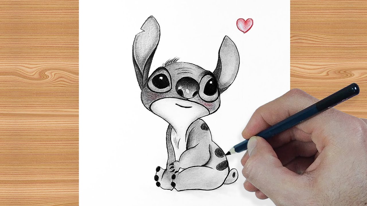 how to draw stitch step by step, stitch drawing tutorial easy