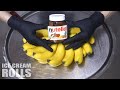 Nutella Banana Ice Cream Rolls Challenge | How to make Nutella Banana Ice Cream | FOOD ASMR Video