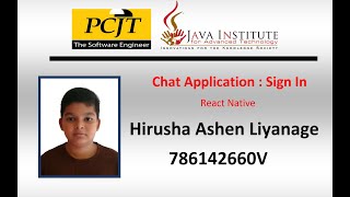 React Native Chat Application  Sign In | Java Institute | Hirusha Ashen Liyanage