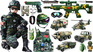 special forces action figure,M416 gun, Glock pistol, military transportation, helicopter, Jeep