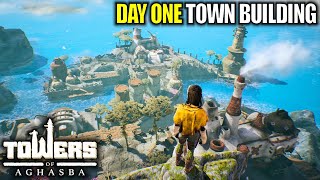 Day 1 HYPED NEW Town Building Survival Game | Towers of Aghasba Gameplay | Part 1