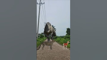 t rex Chase big dinosaur jurassic world #shorts #dinosaur #video #viral #leopard
