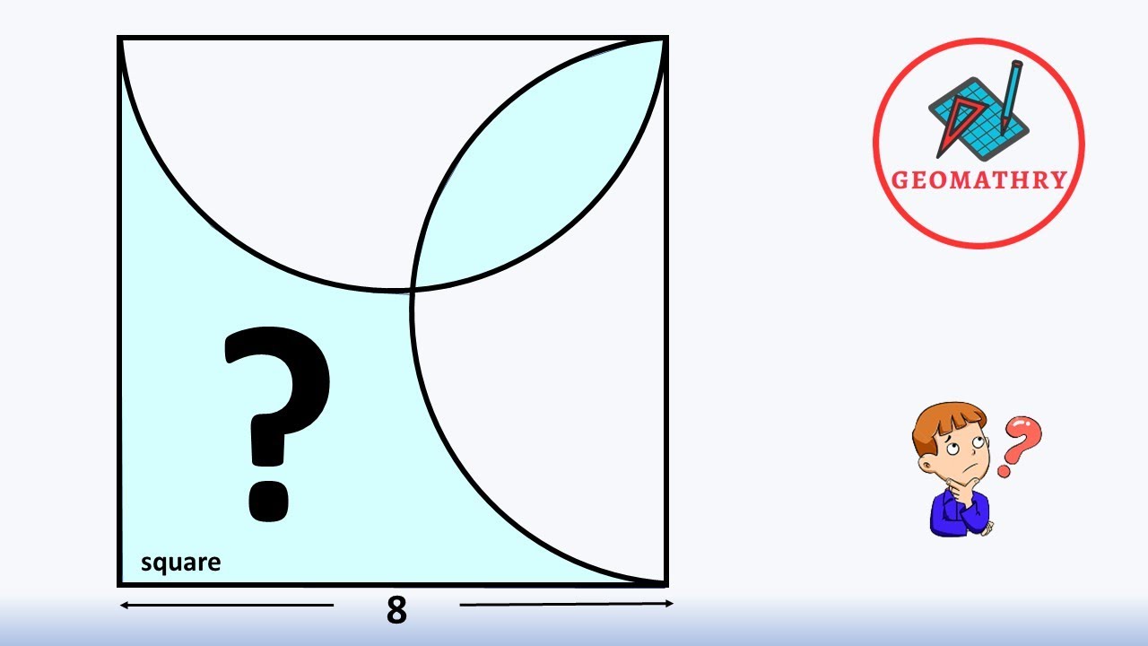 Find The Area of The  Blue Shaded Region in The Square | Geometry | Math | 2 Methods