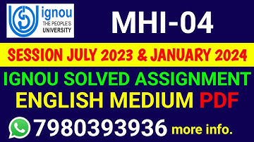 MHI 4 Solved Assignment 2023-24 English, MHI 4 Solved Assignment 23-24, MHI-04 Assignment