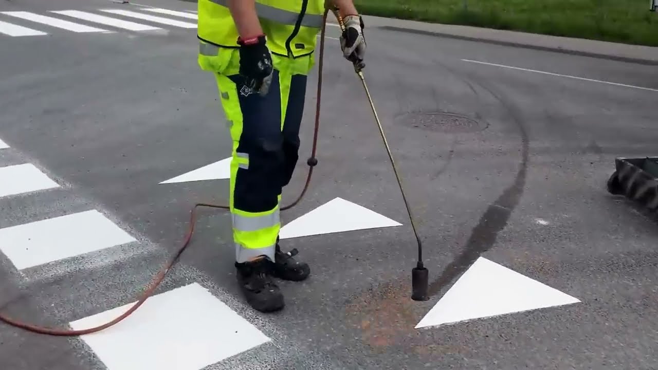 SWEDEN Thermoplastic road marking project performed by Swedish