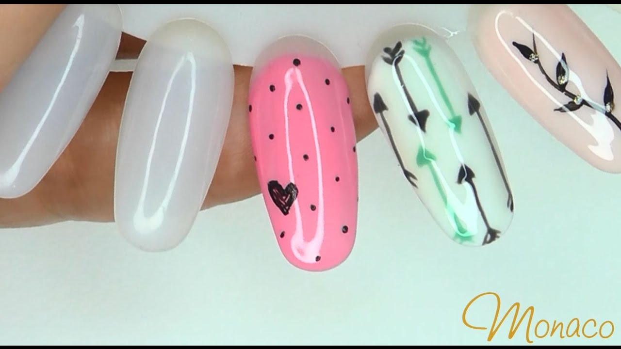 Nail Art Tutorial: Sketchy Hearts and Polka Dots - YouTube