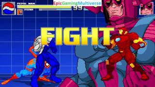 Pepsiman And Spider-Man VS Galactus And Iron Man In A MUGEN Match / Battle / Fight